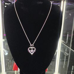 Silver Heart Moissanite Diamond Necklace