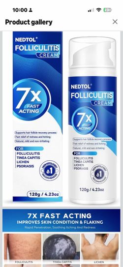 Folliculitis Treatment Cream, for the Scalp, Buttocks, and Body—120g 7X Fast-Acting relief from itching, redness, and rashes; delivers deep skin care