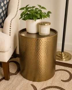 ✨ Hammered Brass Accent End Table ✨