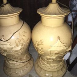 PAIR OF ORIENTAL DESIGN LAMPS
