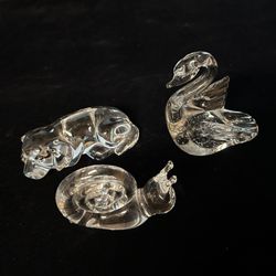 Princess House Crystal Glass Dog, Snail, & Swan