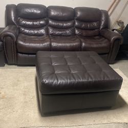 Leather  Sofa Good  Conditions  With  ottoman
