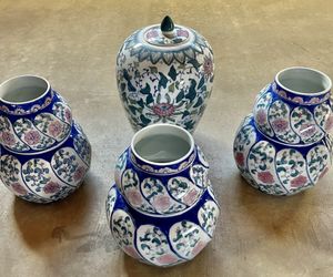 4  Porcelain  Vases, 11” , 9” tall