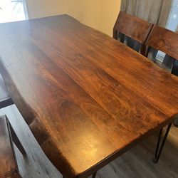 Real Wood Mahogany Dining Table And Chairs Rustic Style