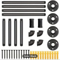 PAIR Of Wall Mount Wardrobe Rack, Cast Iron Pipe