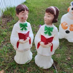 Vintage 31" Singing Christmas Carolers Set Of 2-Girl & Boy
