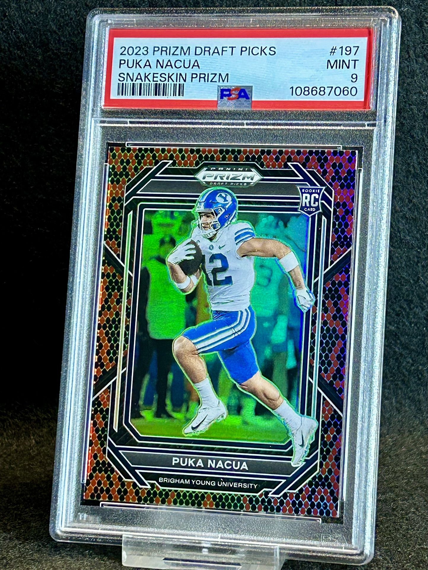2023 Prizm Draft Picks 🔥 Puka Nacua 🔥 Snakeskin Prizm Rookie PSA 9 Mint 💎 - Los Angeles Rams