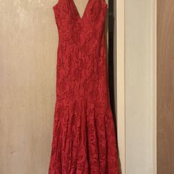 Jovani Red Lace Mermaid Dress