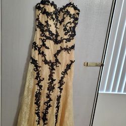 Beige And Black Mermaid Style Dress