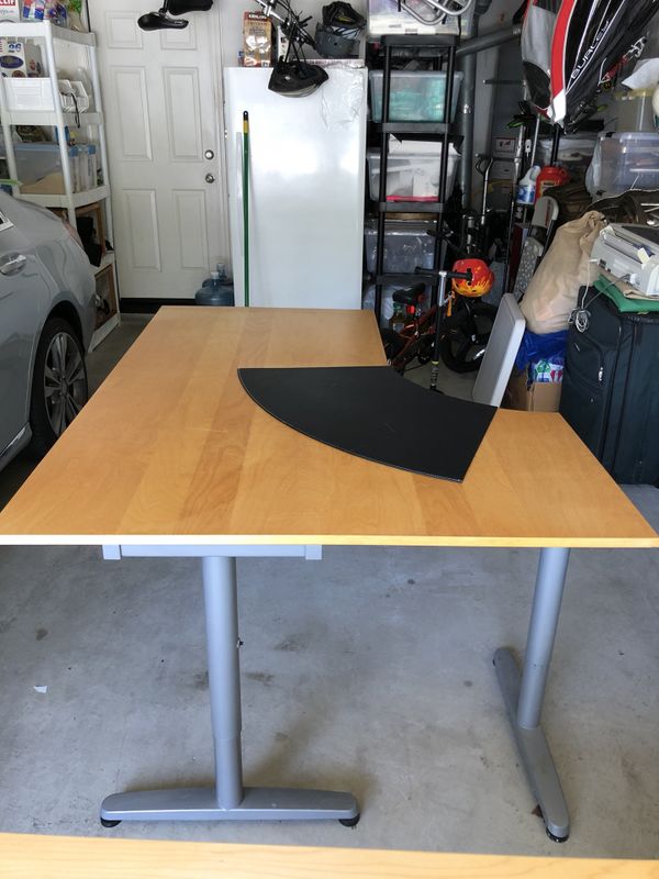 Ikea Galant Corner Office Desk Left Extension Birch