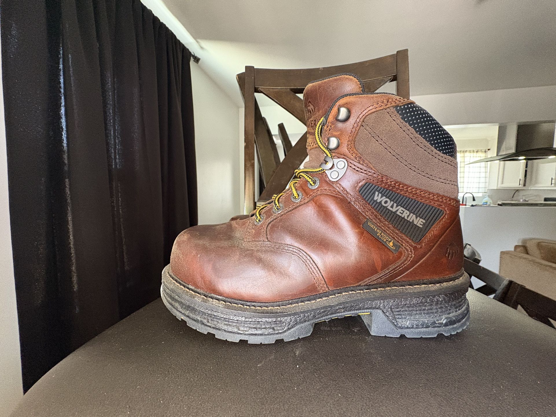 Wolverine Waterproof Work Boots With Front Metal.