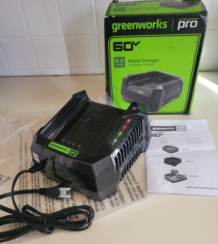 GreenWorks CH60R00 Pro 60v UltraPower Rapid Battery Charger NEW