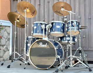 Pearl EX Blue Drum Set with Zildjian Cymbals and Hardware