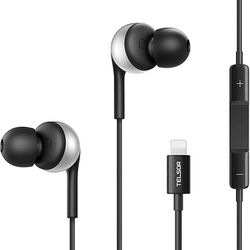 TELSOR Headphones Wired Earbuds for iPhone 14 13 12 11 Pro Max Xs Plug and Play, Headphones for iPhone with Mic Noise Isolation, Stereo Bass in-Ear He