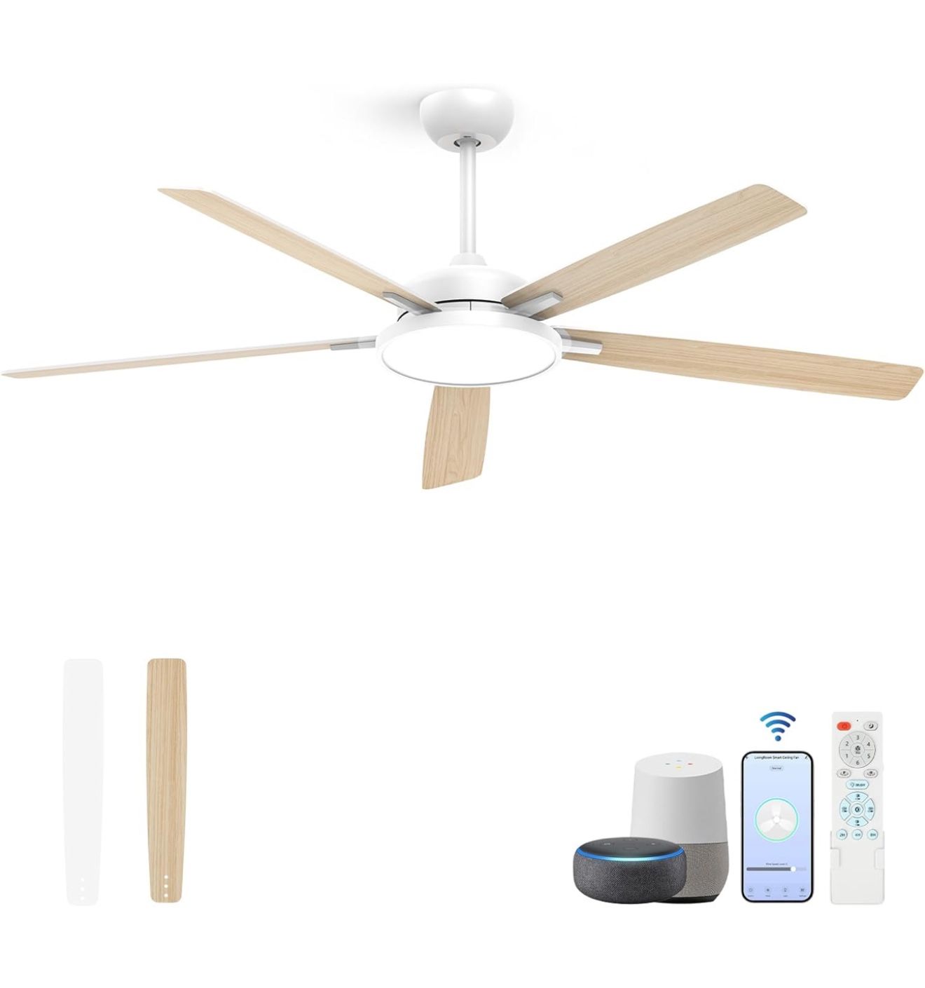 Ceiling Fans with Lights,62 Inch Smart Ceiling Fan,Remote and App