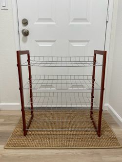 4-Tier Shoe Rack – Wood & Metal