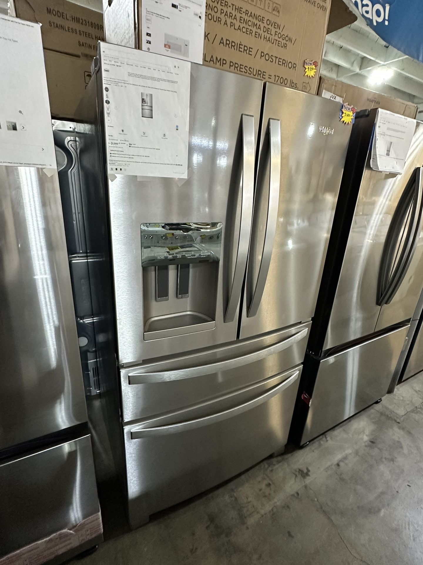 Whirlpool 4 Door Stainless Steel Refrigerator Fridge 