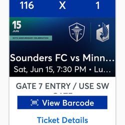 Sounders Tickets 100 Level 5 Tickets Available 6/15/24