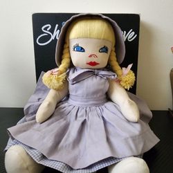Antique Primitive Handmade Cloth Doll Embroidered Face Attached Arms and Legs