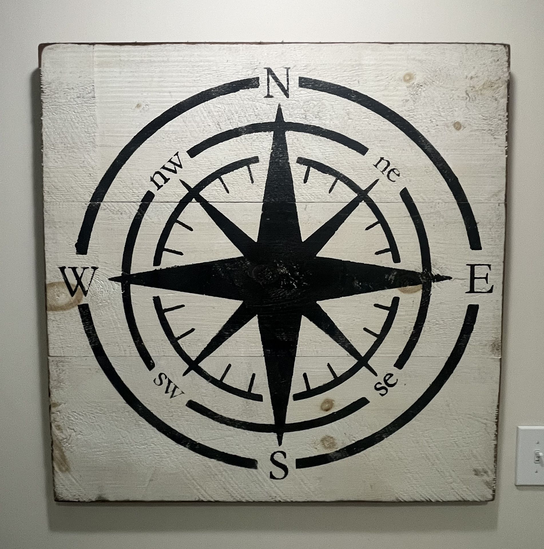 Rustic Compass Wood Wall Art 