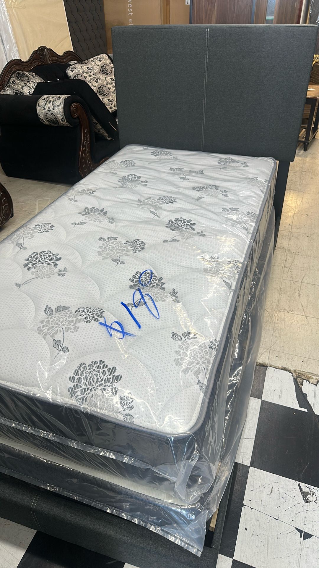 Twin size bed with mattresses