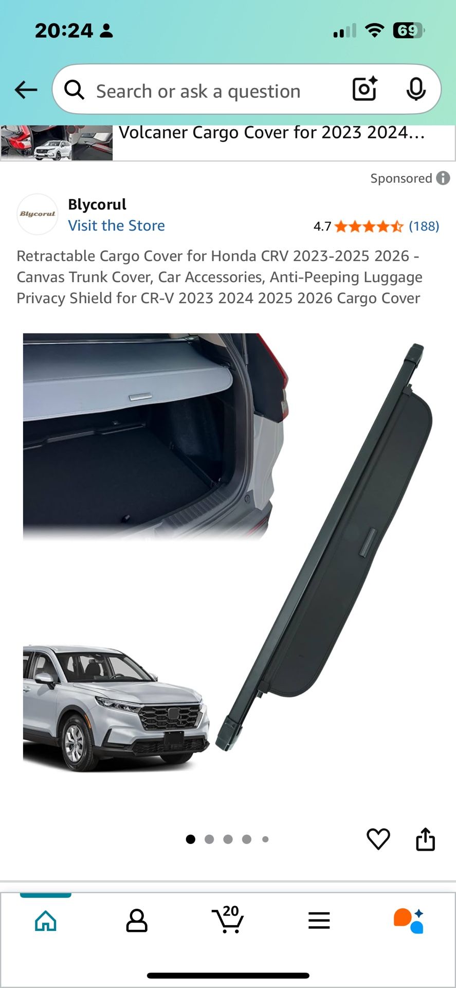 Cargo Cover for Honda CRV 2023-2025 2026