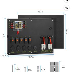 New Briidea 12/24V Camping Electrical System Centre Battery Power Control Box, includes Fuse Box, Cigarette Lighter Socket, USB Ports, and DIY Zone, I