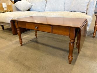 Vintage Cherry Single Drawer Butterfly Coffee Table with Turned Legs