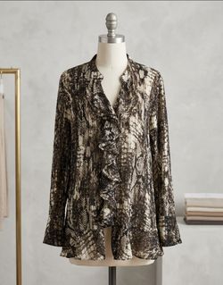 Snakeskin Print Ruffle Front Blouse new size 18
