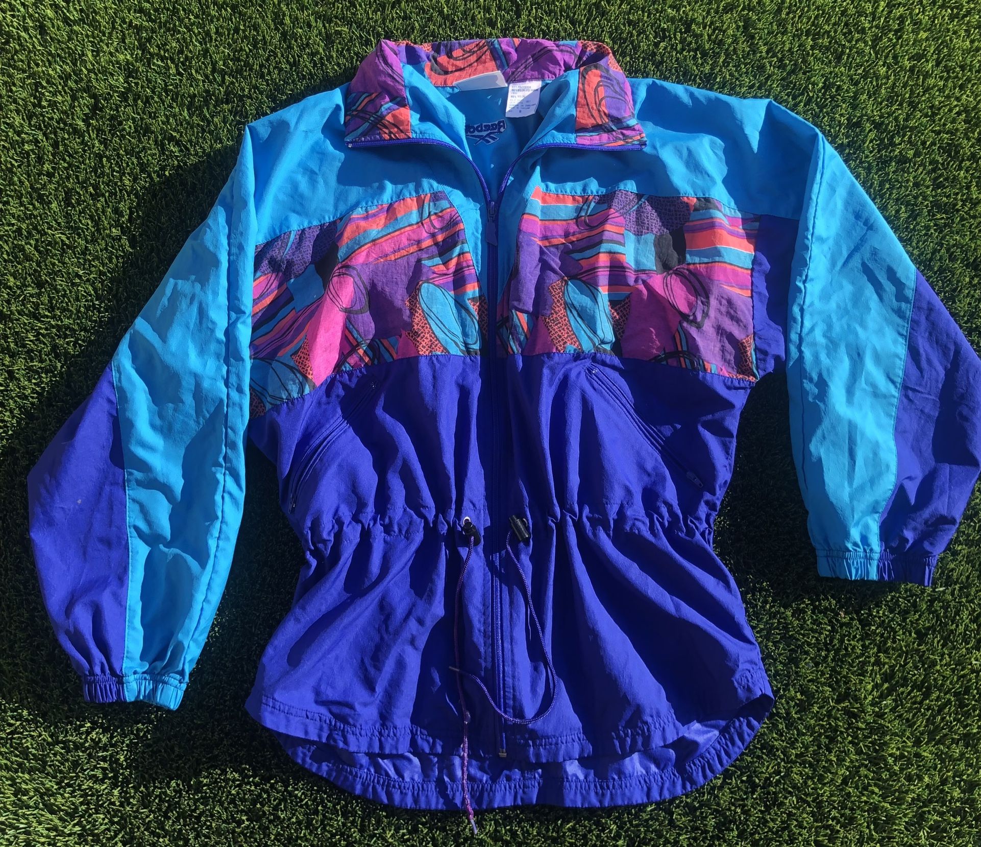 Reebok Windbreaker Jacket Womens S Multicolor Color Block Vintage 1990's Zipper