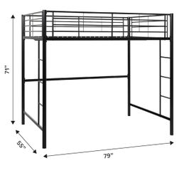 Loft Bunk Bed, Full Loft, Black - Walker Edison : Timothee / Urban Industrial Metal Double over
