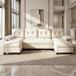Clovis 105" U-Shaped Sleeper Sofa Bed with Chaise Lounge and Charging Port