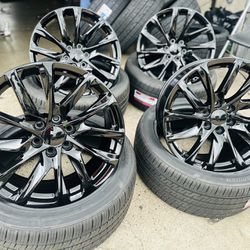 24” Gloss Black Rims W/Tires We Offer 120 Days Option Call Or Txt For Prices