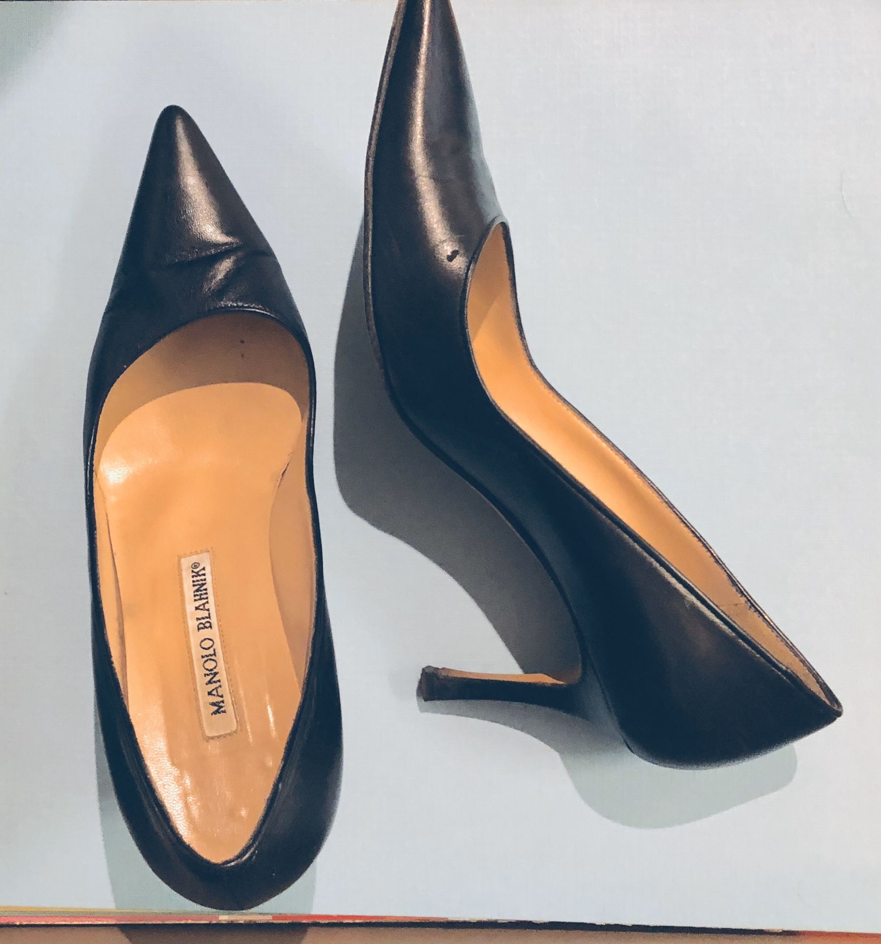 Manolo Blahnik Black Leather Pumps Size 36