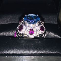 White Gold 10k Topaz Iolite Cocktail Ring