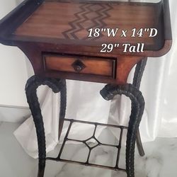 Vintage Nightstand I Draw Metal Rams Horn Legs 