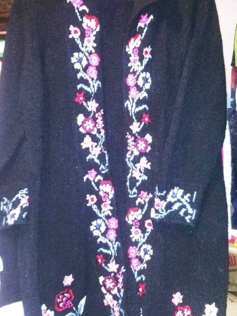 womens long cozy floral cardigan sweater