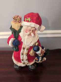 Polyresin Christmas Santa Claus Figurine, Standing Approximately 13 Inches Tall