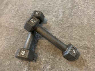Set of two 3 lbs LB weight dumbbells dumbbell weights