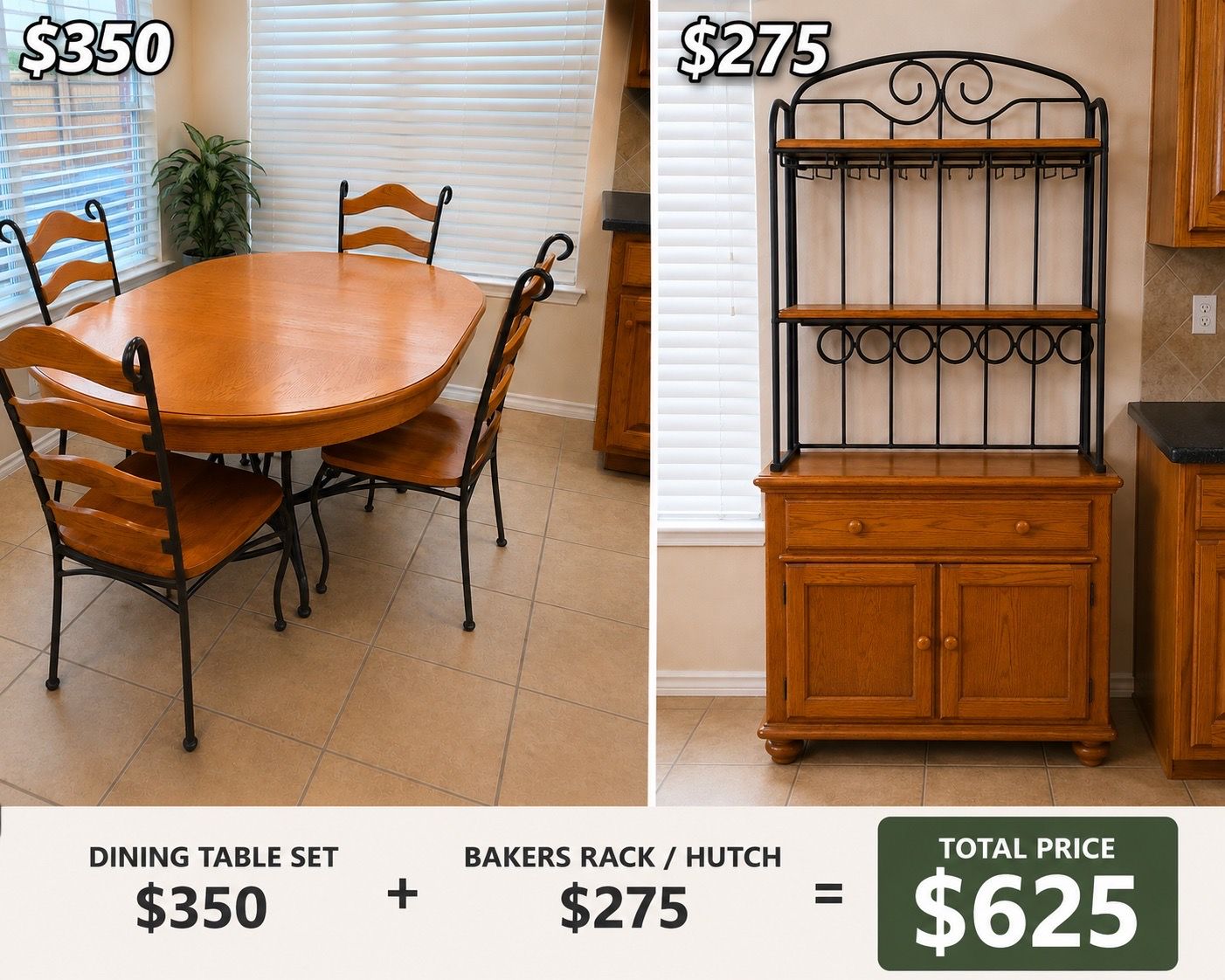 Dining Table and Bakers/Wine Hutch
