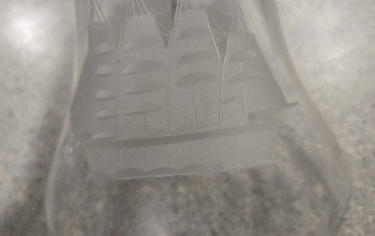 Beautiful Large Etched Crystal Or Glass Pirate Ship Bell