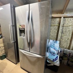 Stainless Steel Whirlpool Double Door Refrigerator w/Freezer Drawer