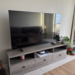 TV Stand for 75 Inch TV, Mid-Century Modern Entertainment Center