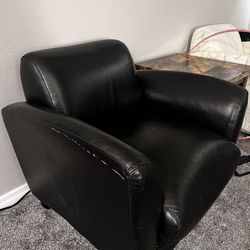 Black leather armchair
