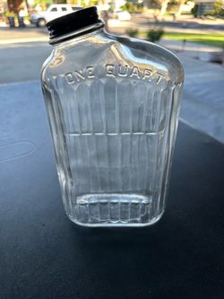 Vintage Anchor Hocking ribbed glass refrigerator water bottle