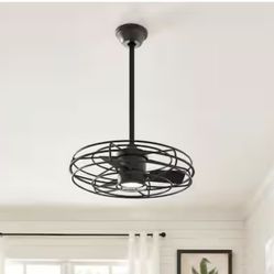 25 in. Indoor/Covered Outdoor Matte Black Fandelier Ceiling Fan with Integrated LED and Remote