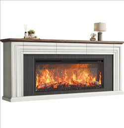PRAISON 70'' Fireplace TV Stand with 42'' Electric Fireplace