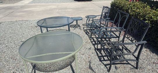 Patio tables side tables and patio chairs $100 for all need gone today