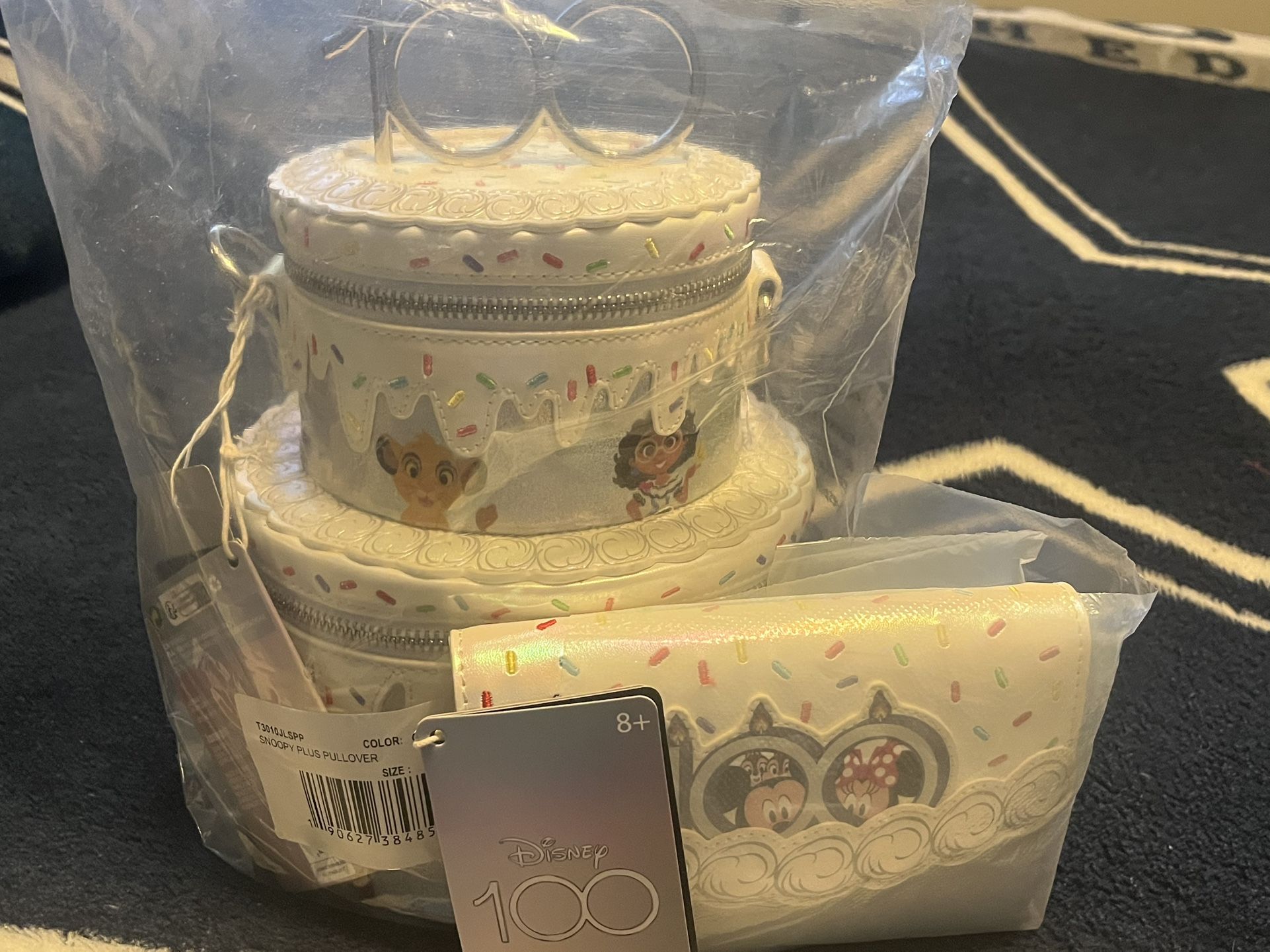 Loungefly Disney 100 Celebration Cake Crossbody Bag and wallet