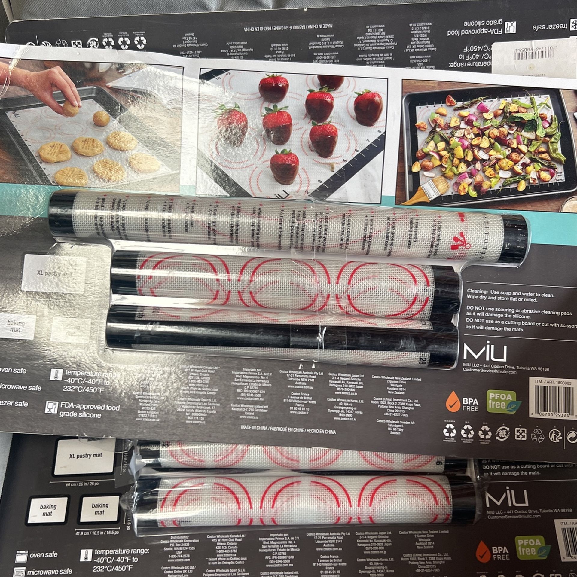 MIU Silicone NonStick Pastry and Baking Mat 3 Piece Set for Sale in